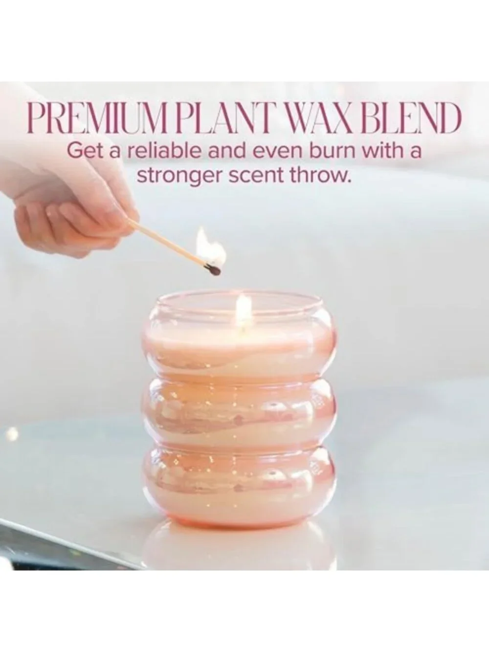 Pink Spritz Scented Candle in Bubble Glass, Iridescent Finish, 18 oz Premium Wax